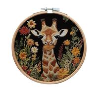 Meecaa Giraffe Animal Flower Embroidery Kit Starter Set, Hand Embroidery Set,Pattern Printed Cross Stitch Set for Beginner Adults, with Embroidery Hoop and Instructions (Animal)