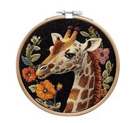 Meecaa Giraffe Animal Flower Embroidery Kit Starter Set, Hand Embroidery Set,Pattern Printed Cross Stitch Set for Beginner Adults, with Embroidery Hoop and Instructions (Giraffe)