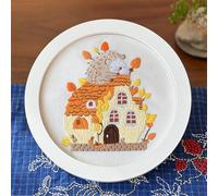 Meecaa Hedgehog House Embroidery Kit Starter Set, Hand Embroidery Set,Pattern Printed Cross Stitch Set for Beginner Adults, with Embroidery Hoop and Instructions (Hedgehog)