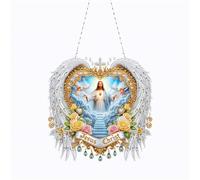 Meecaa Jesus Flower Cross Stitch DIY Diamond Desktop Ornament Kit,Special Shaped Crystal Diamond Painting Tabletop Ornaments Single Sided Diamond Home Decor (Jesus 1)