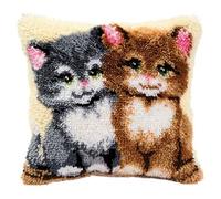 Meecaa Latch Hook Kit, Cat Pre-Printed Latch Hook Kits for Adults DIY Decorative Pillowcase Embroidery Cross Stitch Arts Craft for Home Sofa Decor & Gift Idea 17x17 Inch (Cat 1)