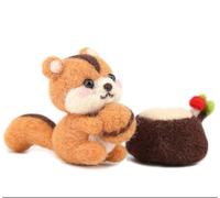 Meecaa Needle Felting Starter Kit, Squirrel Animals Needle Felting Set, Wool Felt, Foam Mat, DIY Home Decoration Needle Felting Craft Party Supplies for Beginners (Squirrel)