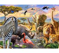 Meecaa Paint by Numbers Animal Lion Tiger Zebra Elephant Bird Kit for Adults Beginner DIY Oil Painting 16x20 inch (Animal, No Frame)