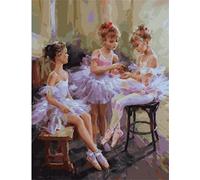 Meecaa Paint by Numbers Ballerina Girl Kit for Adults Beginner DIY Oil Painting 16x20 inch (Ballet, No Frame)