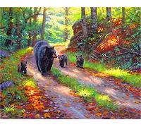 Meecaa Paint by Numbers Bear Cub Jungle Animal Kit for Adults Beginner DIY Oil Painting 16x20 inch (Bear, No Frame)