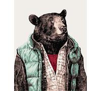 Meecaa Paint by Numbers Black Bear Cute Kit for Adults Beginner DIY Oil Painting 16x20 inch (Bear, No Frame)