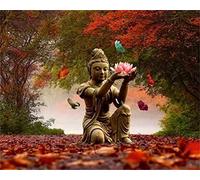 Meecaa Paint by Numbers Buddha Lotus Butterfly Kit for Adults Beginner DIY Oil Painting 16x20 inch (Buddha, Framed)