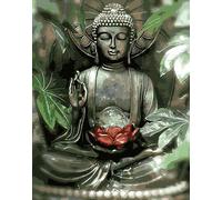 Meecaa Paint by Numbers Buddha Lotus Kit for Adults Beginner DIY Oil Painting 16x20 inch (Buddha, Framed)