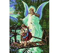 Meecaa Paint by Numbers Child Angel Bridge Water Flower Kit for Adults Beginner DIY Oil Painting 16x20 inch (God, No Frame)