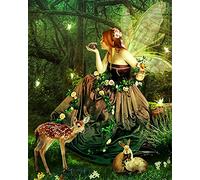 Meecaa Paint by Numbers Elves Flower Rabbit Deer Hedgehog Kit for Adults Beginner DIY Oil Painting 16x20 inch (Fairy, No Frame)