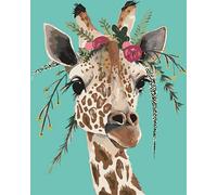 Meecaa Paint by Numbers Flower Giraffe Kit for Adults Beginner DIY Oil Painting 16x20 inch (Giraffe, No Frame)