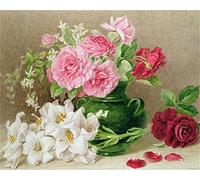 Meecaa Paint by Numbers Flower Vase Rose Lily Kit for Adults Beginner DIY Oil Painting 16x20 inch (Flower, No Frame)