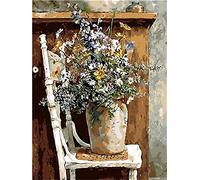 Meecaa Paint by Numbers Flowers On The Stool Kit for Adults Beginner DIY Oil Painting 16x20 inch (Flower, Framed)