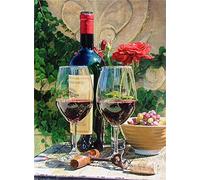 Meecaa Paint by Numbers Red Wine Grape Rose Kit for Adults Beginner DIY Oil Painting 16x20 inch (Wine, Framed)