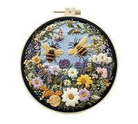 Meecaa Sea Flowers Bee Animals Embroidery Kit Starter Set, Hand Embroidery Set,Pattern Printed Cross Stitch Set for Beginner Adults, with Embroidery Hoop and Instructions (Sea of Flowers)