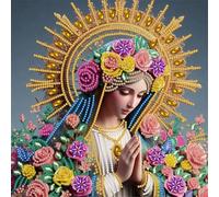 Meecaa Special Shaped Diamond Painting Kits with Tools, Maria Goddess Elf Flower DIY 5D Full Drill Cross Stitch Diamond Mosaic Art Crafts 30x30cm (Beauty)