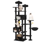 Meecal 85inch Tall Cat Tree for Indoor Cats Large Adult, Multi-Level Cloud Cat Tower with Scratching Post, Heavy Duty Cat Cat Condo with Hammocks & Plush Perches for Maine Coon, Black