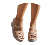 MEECHI Boho Slides For Women 2026, Retro Platform Sandals With Wedge Heel, Summer Peep Toe Slippers 36-43 Large Size Slippers, Leisure Beach Shoes For Vacation(4 UK)