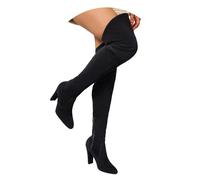 MEECHI Over-the-knee Boots With Zipper, Women's Sexy High Heels, Warm Suede Long Shaft Boots For Winter, Fashionable Pointed Ridingboots, Elegant Party Shoes(7 UK)