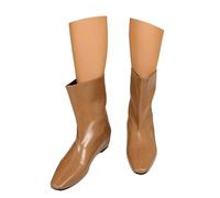 MEECHI Slip-on Ankle Boots For Women Fashion Pointed Toe Short Boots Retro 4cm Wedge Heel Booties Waterproof PU Patent Leather Booties Autumn Winter Ankle Shoes For Work, Party(Brown,4 UK)