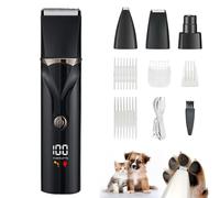 Meecioo Dog Grooming Kit with LCD Display, 4 in 1 Dog Hair Trimmer for Paw Nail Grinder, Rechargeable Cordless Pet Cat Clippers, Professional Pet Paw Trimmer Nail Grinder Low Noise. Black