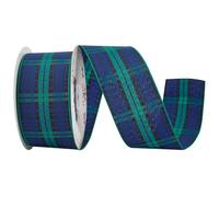 MEEDEE Black Watch Tartan Ribbon 2.5 inch with 25 Yards Gingham Check in Green, Blue and Black Scottish Plaid Polyester Ribbon for Christmas Tree, Wreaths, Bows, Gift Wrap, Weddings, Holiday Crafts