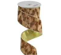 MEEDEE Brown and Gold Velvet Ribbon - 2.5 Inch Two Tone Wired Ribbon, 10 Yards for Christmas Tree, Gift Wrapping, Wreaths