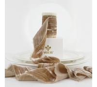 MEEDEE Camel Velvet Ribbon 2 Inch Crinkle Raw Edge Silk Ribbons 2 Rolls 4 Yards Bronze Crushed Ribbons Nude Velvet Ribbon for Christmas Tree, Gift Wrapping, Holiday Decor