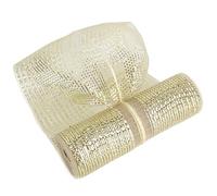 MEEDEE Champagne Deco Mesh 10 Inch Deluxe Wide Foil Metallic Pull Up Mesh Champagne Gold Mesh Ribbon for Christmas Tree, Wreaths, Garland, Gift Wrapping, Bows Making (30 Feet)
