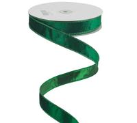 MEEDEE Dark Green Velvet Ribbon 1 Inch Thin Velvet Wired Ribbon 25 Yards Spool Two Tone Farrislk Ribbon Dark Green Velvet Ribbon For Gift Wrapping, Christmas Tree Garland, Wreaths, Bows, Crafts Supply