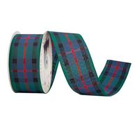 MEEDEE Flower of Scotland Tartan Ribbon 2.5 inch with 25 Yards Gingham Check in Green, Blue with Red and Black Stripes Scottish Plaid Polyester Ribbon for Christmas Tree, Wreath, Bows, Wedding, Crafts