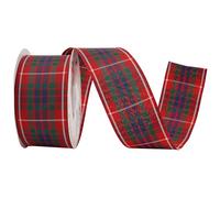 MEEDEE Fraser Dress Tartan Ribbon 2-1/2" Wide with 50 Yards Red, Blue, Green & White Scottish Plaid Polyester Wired Ribbon for Christmas Tree, Wreaths, Bows, Gift Wrap, Weddings, Holiday Crafts