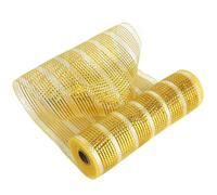 MEEDEE Gold Deco Mesh 10 Inch Deluxe Wide Foil & Iridescent Metallic Stripe Mesh Ribbon for Wreaths, Christmas Tree, Garland, Gift Wrapping, Bows Making (30 Feet)