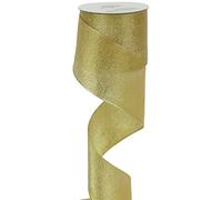 MEEDEE Gold Wired Ribbon 2.5 Inch Gold Metallic Ribbon 10 Yards Spool Metallic Christmas Ribbon Metallic Gold Ribbon for Gift Wrapping, Christmas Tree, Wreaths, Crafts, Bows Making