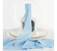 MEEDEE Light Blue Chiffon Ribbon 3 Inch Fringe Ribbons Baby Blue Chiffon Silk Frayed Edge Ribbon Wide Chiffon Ribbons for Crafts, Flower Bouquet, Wedding Favors Wrapping (2 Rolls 10 Yards)
