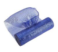 MEEDEE Navy Deco Mesh 10 Inch Deluxe Wide Foil Metallic Royal Blue with Navy Poly Mesh Navy Blue Mesh Ribbon for Christmas Tree, Wreaths, Garland, Gift Wrapping, Bows Making (30 Feet)