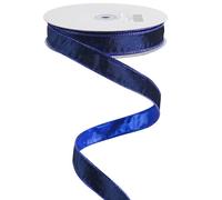 MEEDEE Navy Velvet 1 inch Thin Navy Blue Wired Ribbon 25 Yards Spool Crushed Velvet Christmas Ribbon for Gift Wrapping, Tree Garlands, Holiday Wreaths, Bows, Crafts Supply