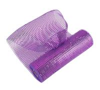 MEEDEE Purple Deco Mesh 10 Inch Deluxe Wide Foil Metallic Web Ribbon Decorative Wide Purple Mesh Ribbon Halloween Web for Wreaths, Christmas Tree, Garland, Gift Wrapping, Bows Making (30 Feet)