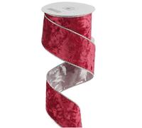 MEEDEE Red and Silver Velvet Wired Ribbon 2.5 Inch, 10 Yards Two Tone Farrislk for Christmas Tree, Gift Wrapping, Wreaths, Bow Supply
