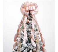 MEEDEE Rose Gold Christmas Tree Topper - 12" Wide Snowflake Ribbon Bow Glitter Topper (1 Pack)