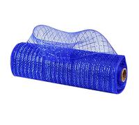 MEEDEE Royal Blue Metallic Foil Decorative Mesh Ribbon, 10 Inches Wide, 30 Feet Long, Waterproof, Flexible, Perfect for Wreaths, Bows, Swags, Christmas, Weddings, Indoor/Outdoor Crafts