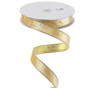 MEEDEE Skinny Velvet Ribbon with Double Sided Wired Ribbon - Vintage Gold Velvet 1 Inch with 25 Yards for Christmas Tree, Wreath Supplies, Crafts Bow Making