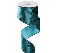 MEEDEE Velvet Ribbon - 2.5 Inch Wired Crushed Teal Blue Velvet Christmas Ribbon, 10 Yards for Tree Decoration, Wreath Supplies, Crafts Bow Making