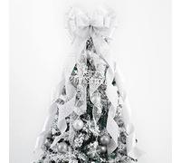 MEEDEE White Glitter Christmas Bows - 12" Velvet Bows for Christmas Tree (1 Pack)