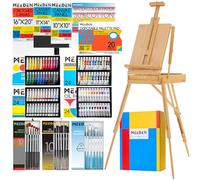 MEEDEN 141PCS Art Supplies Set: All-in-one Painting Kit with French Easel | Acrylic Watercolor Gouache Oil Paint Set, Paint Brushes, Palettes, Canvas & Panels, Sketchbook for Adult Artists Beginners