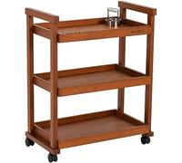 MEEDEN 3-Tier Wooden Art Cart Storage Organiser - Solid Beechwood Rolling Trolley with 4 Lockable Wheels, 89cm Height | Multifunctional Mobile Storage for Art Supplies, Studio, Classroom & Bedroom