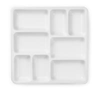 MEEDEN 8-Well Ceramic Artist Paint Palette, Square Porcelain Watercolor Palette, White Ceramic Mixing Tray for Gouache, Oil, Acrylic & Tempera Painting, 7"× 7"× 0.9"
