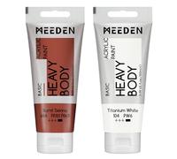 MEEDEN Acrylic Paint Burnt Sienna: 100ml/3.38oz x 2 with Titanium White | Heavy Body Artist Acrylic Paint Set for Canvas, Wood & Craft, Non-toxic Creamy Art Paint with Titanium White for Mixing