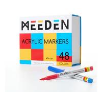 MEEDEN Acrylic Paint Markers: 48 Colors Brush Tip Acrylic Markers with Automatic Ink Control System - Large Capacity Water-Based Acrylic Paint Pens for Beginners Artists Adults Halloween Crafts