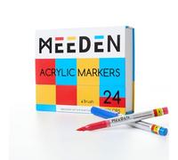 MEEDEN Acrylic Paint Pens Marker: 24 Colors Brush Tip Acrylic Markers with Automatic Ink Control System for Halloween Crafts - Quick Drying Acrylic Paint Pens for Coloring Drawing DIY Art Supplies